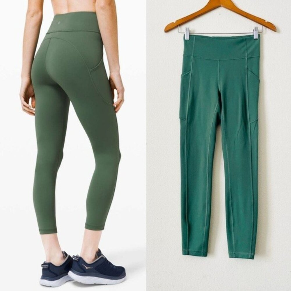 Lululemon SIZE 4 Invigorate High Rise Pocketed 25” leggings in Algae Green